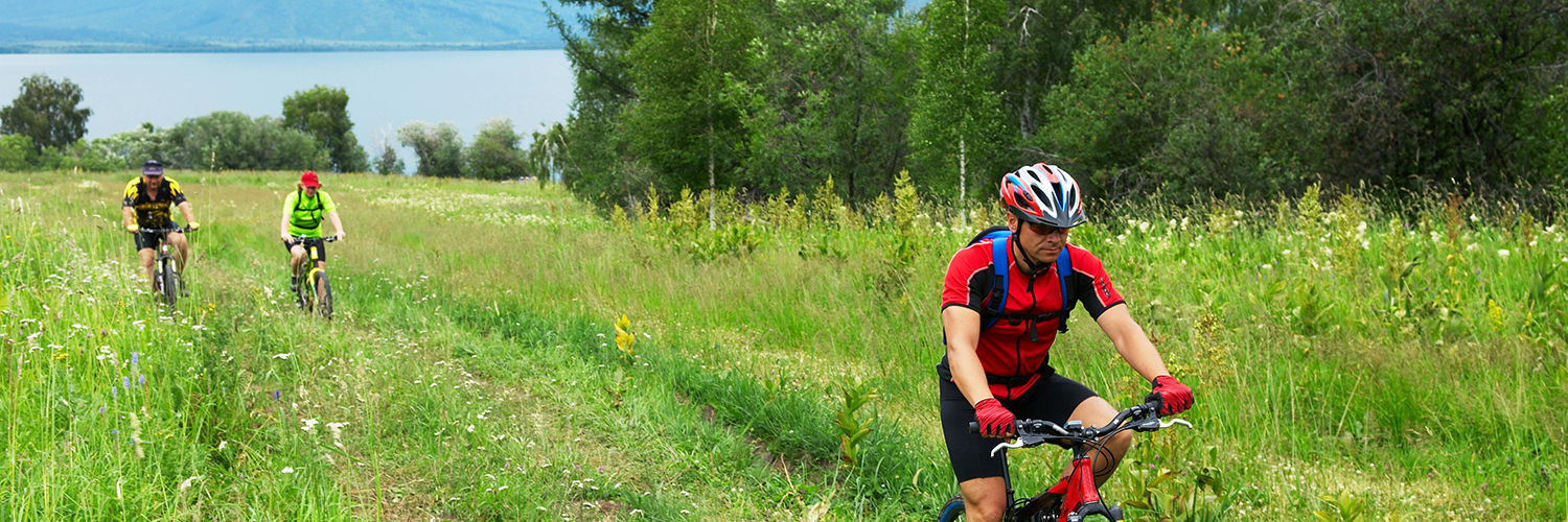 Cyklister på en marksti